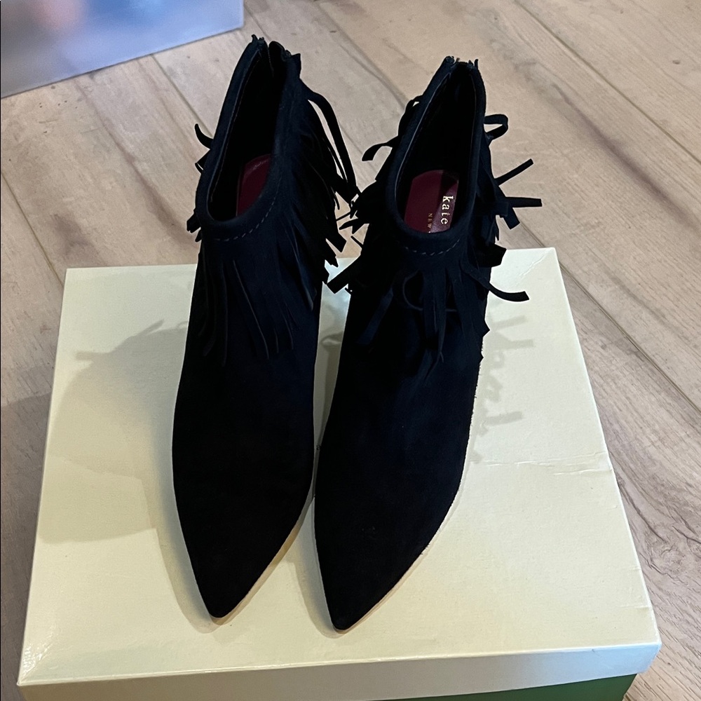 Kate‎ Spade Black Fringe Ankle Booties